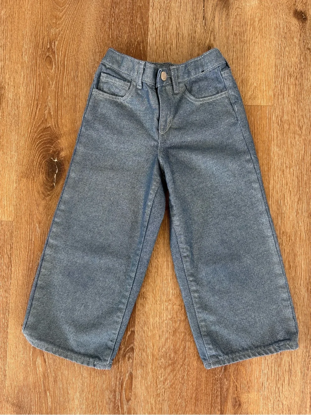 GAP Kids Shimmer Denim Wide-Leg Pants in Medium Blue Size: 4T/ Festive, Casual